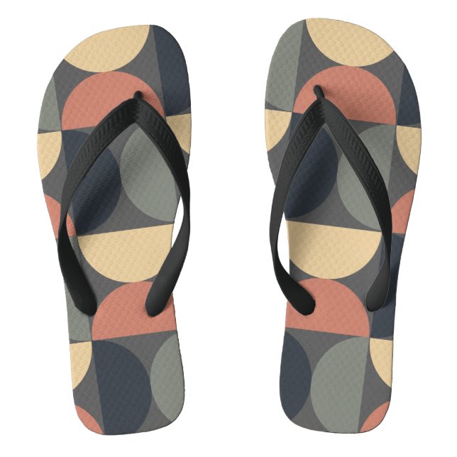 Mid Century Modern Charcoal Salmon     Flip Flops (Footbed)