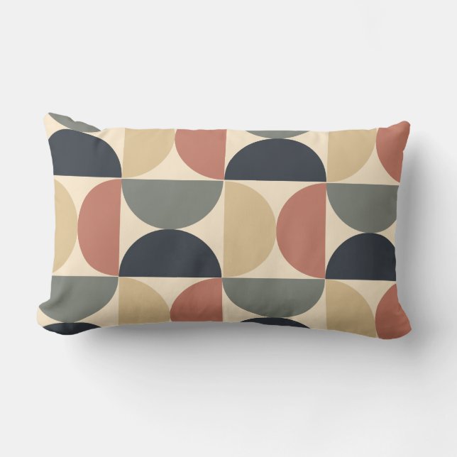 Mid Century Modern Charcoal Salmon   Lumbar Cushion (Front)