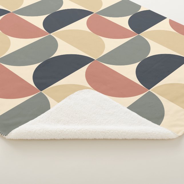 Mid Century Modern Charcoal Salmon  Sherpa Blanket (3/4)