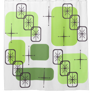 Mid Century Modern Chartreuse Green Shower Curtain