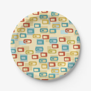 Mid Century Modern Cheerful Geo Pod Pattern Paper Plate