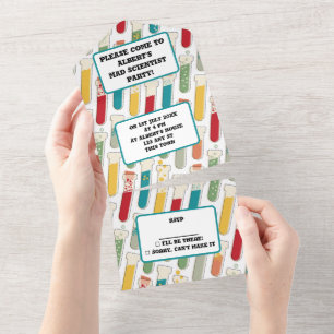 Mid Century Modern Chemistry Test Tube Stripe All In One Invitation