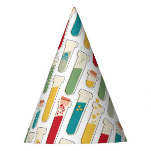 Mid Century Modern Chemistry Test Tube Stripe Party Hat