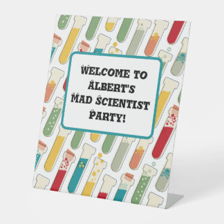 Mid Century Modern Chemistry Test Tube Stripe Pedestal Sign