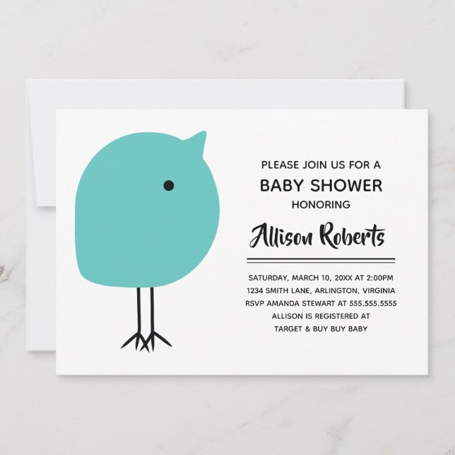 Mid Century Modern Chick Baby Shower Invitation (Front)