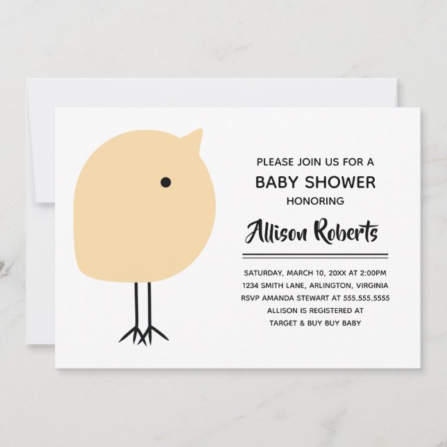 Mid Century Modern Chick Baby Shower Invitation (Front)