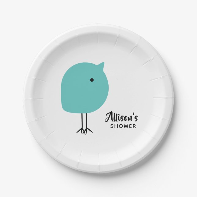 Mid Century Modern Chick Baby Shower Paper Plates (Front)