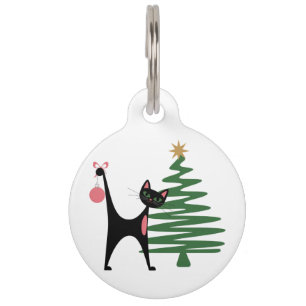 Mid-century Modern Christmas 1950's Atomic Cat Pet Tag