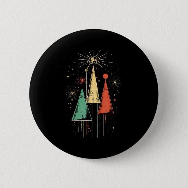 Mid Century Modern Christmas  6 Cm Round Badge (Front)