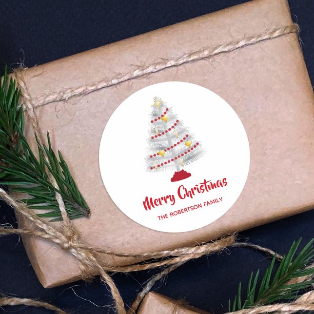 Mid Century Modern Christmas Aluminium Tree Classic Round Sticker (Creator Uploaded)