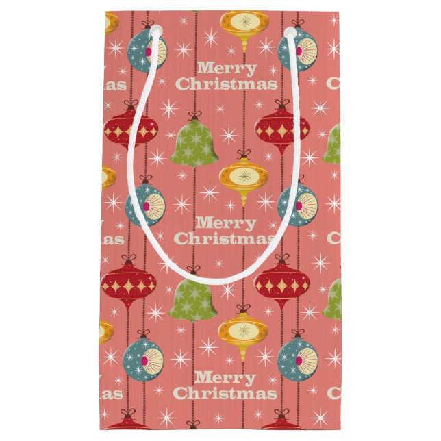 Mid Century Modern Christmas Baubles Small Gift Bag (Front)