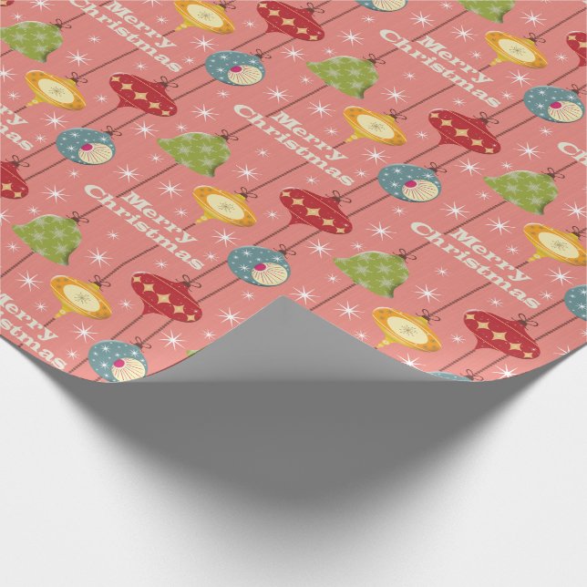 Mid Century Modern Christmas Baubles Wrapping Pape Paper (Corner)