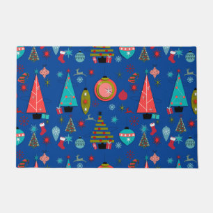 Mid-Century Modern Christmas Blue Doormat