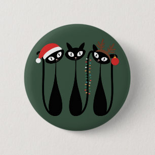 Mid Century Modern Christmas Cats Retro Classic 6 Cm Round Badge