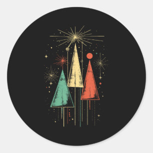 Mid Century Modern Christmas Classic Round Sticker