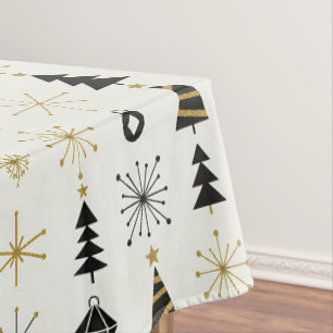 Mid Century Modern Christmas Icons Tablecloth