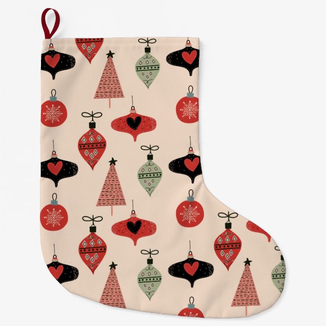 Mid-Century Modern Christmas Large Christmas Stock Stocking (Front)