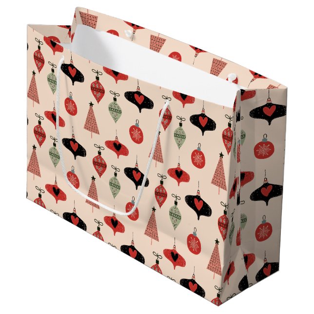 Mid Century Modern Christmas Large Gift Bag (Front Angled)