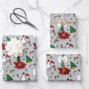 Mid Century Modern Christmas Mix Wrapping Paper Sheet