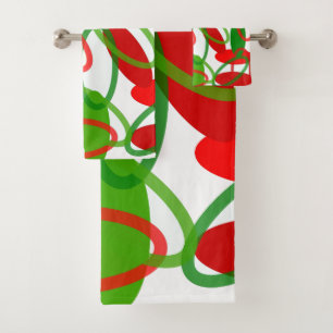 Mid-Century Modern Christmas Ovals Bath Towel Set