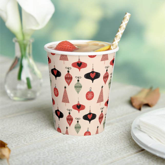 Mid Century Modern Christmas Pattern  Paper Cups (Insitu)