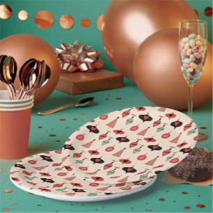 Mid Century Modern Christmas Pattern Paper Plate