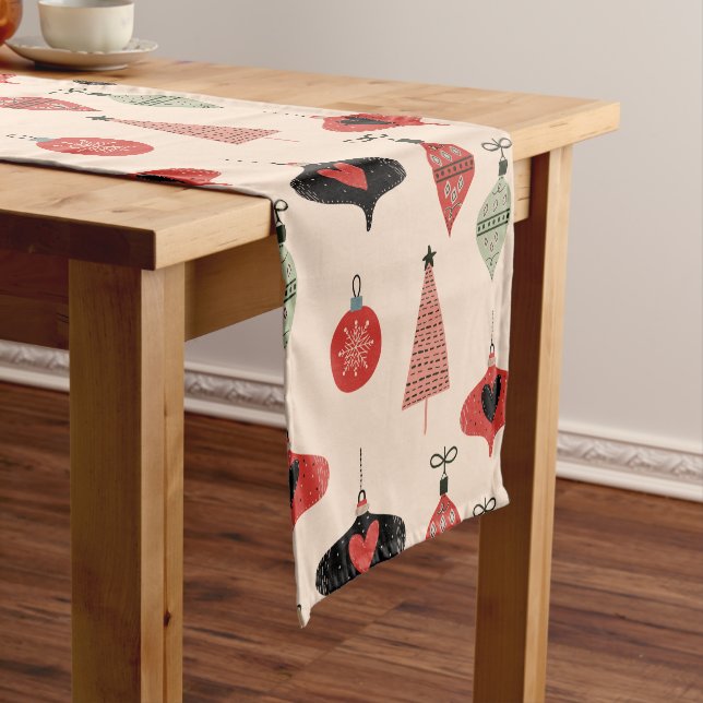 Mid Century Modern Christmas Pattern  Short Table Runner (In Situ)