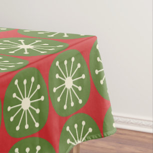 Mid Century Modern Christmas Retro Atomic Dots Tablecloth