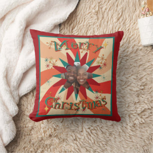 Mid Century Modern Christmas Sputnik Stars Photo Cushion