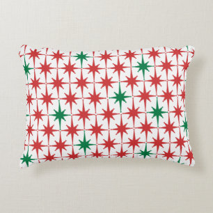 Mid Century Modern Christmas Stars Retro Pattern Decorative Cushion