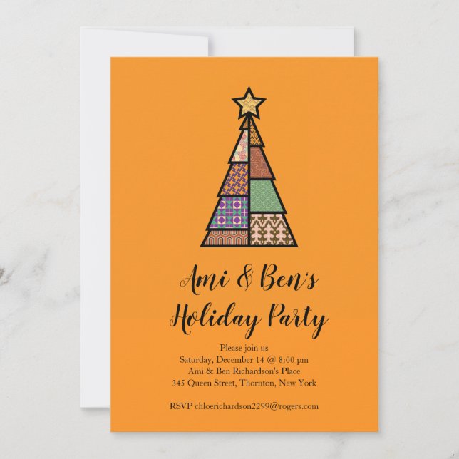 Mid-century Modern Christmas Tree Holiday Party  Invitation (Front)