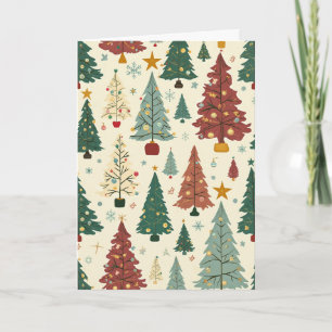 Mid-Century Modern Christmas Tree Pattern   Holiday Card