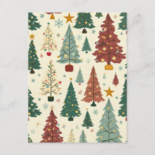 Mid-Century Modern Christmas Tree Pattern   Holiday Postcard