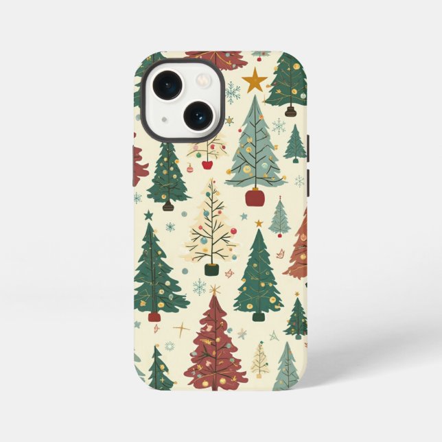 Mid-Century Modern Christmas Tree Pattern   iPhone Case (Back)