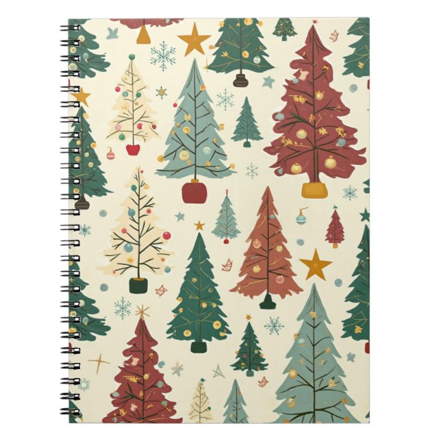 Mid-Century Modern Christmas Tree Pattern   Notebook (Front)