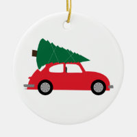 Mid Century Modern Christmas Tree & Red Car