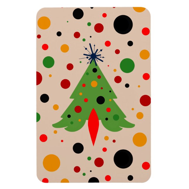 Mid Century Modern Christmas Tree Retro Rocket Magnet (Vertical)