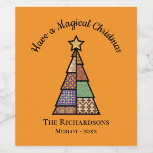 Mid-century Modern Christmas Tree Wine Label