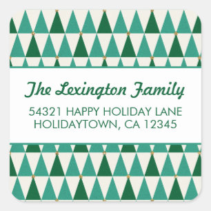 Mid Century Modern Christmas Trees Address Square Sticker