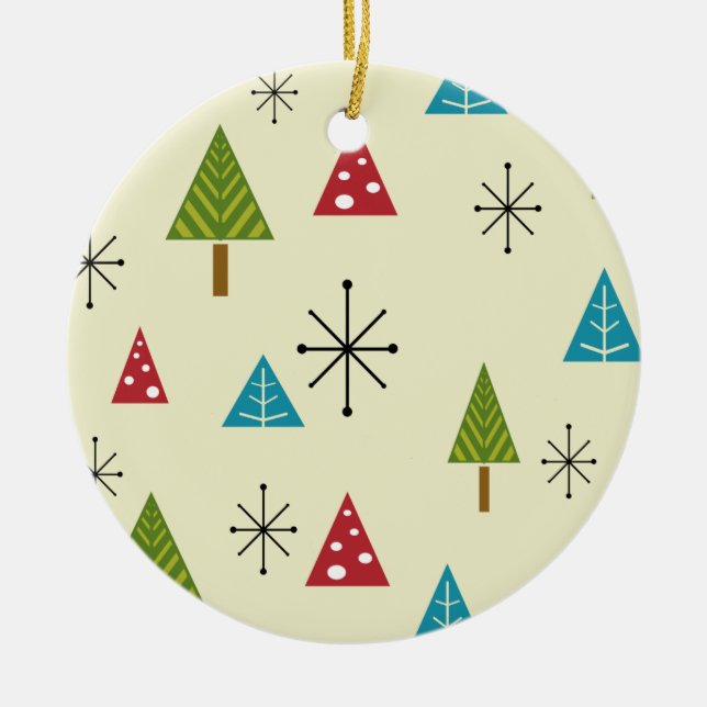 Mid Century Modern Christmas Trees Ceramic Tree Decoration (Front)