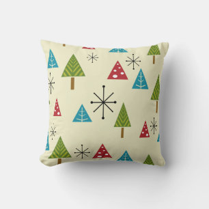 Mid Century Modern Christmas Trees Cushion