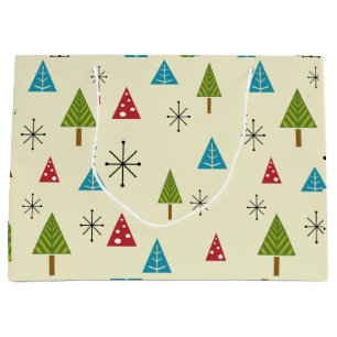 Mid Century Modern Christmas Trees Large Gift Bag