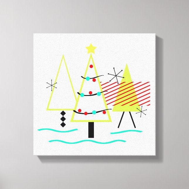 mid century modern christmas trees retro canvas print (Front)