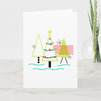 mid century modern christmas trees retro holiday card