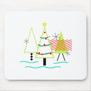 mid century modern christmas trees retro mouse mat