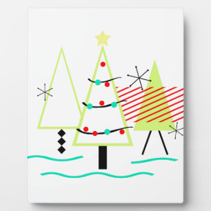 mid century modern christmas trees retro plaque