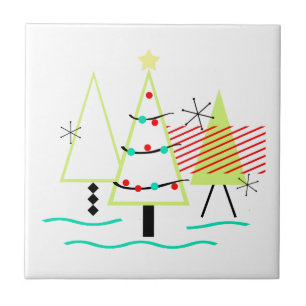 mid century modern christmas trees retro tile