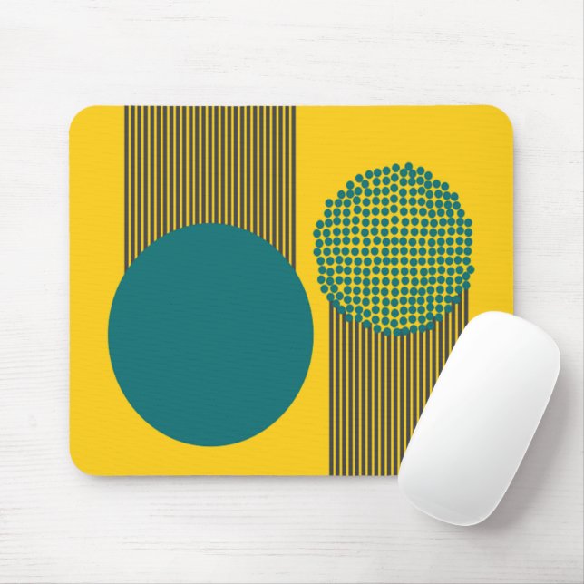 Mid-Century Modern Circle and Lines Mouse Mat (With Mouse)