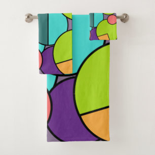 Mid-Century Modern Circle Collage  Bath Towel Set
