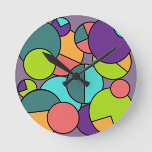 Mid-Century Modern Circle Collage Round Clock